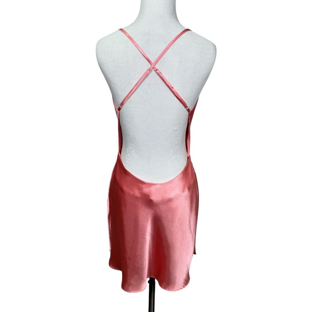 Vintage Y2K Backless Slip Dress Small Pink Satin Fairy Garden Princess Coquette - Picture 2 of 7